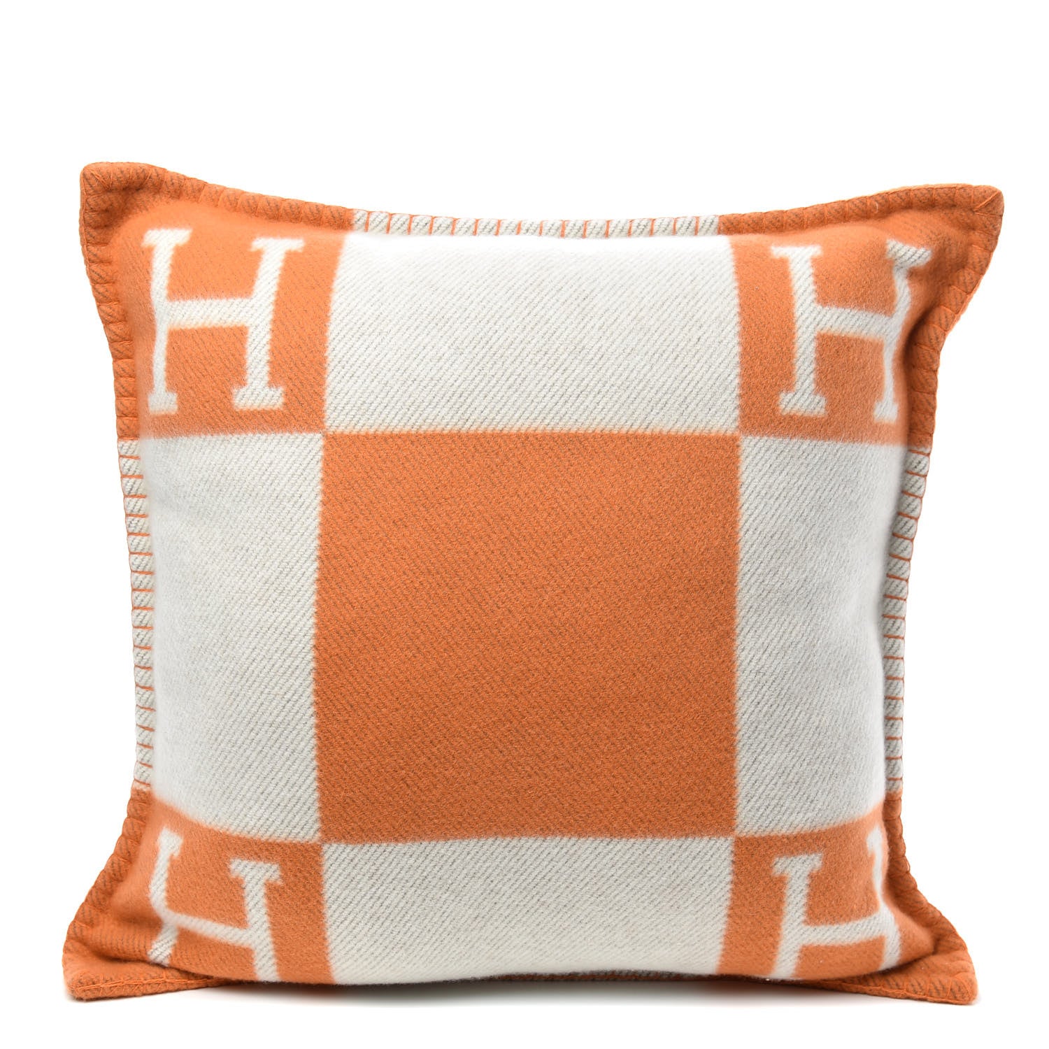 Hermes Wool Cashmere Avalon Pillow PM Ecru Potiron 1 of 3