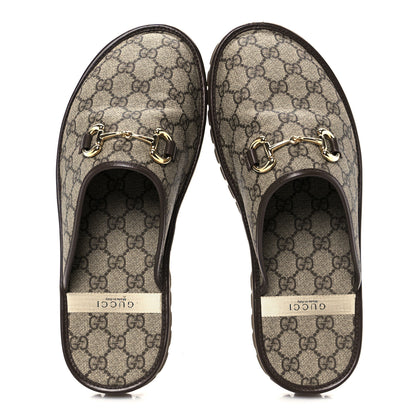 Gucci GG Supreme Monogram Miro Soft Calfskin Men's Horsebit Slippers 10 Beige Ebony New Acero 3 of 20