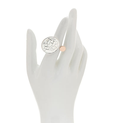 Hermes Sterling Silver 18K Rose Gold MM Ex-Libris Ring 50 5.25 2 of 5