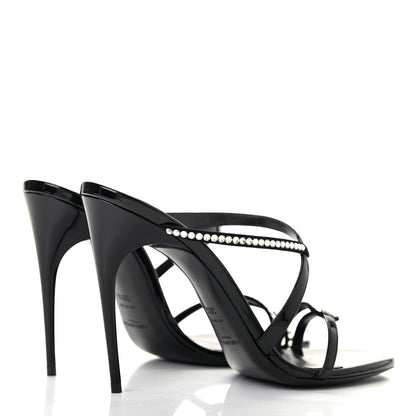 Saint Laurent Patent Calfskin Crystal Paris Sandals 38.5 Black 4 of 7