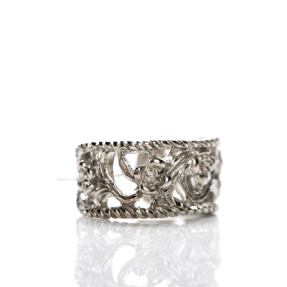 Chanel CC Camellia Hoop Earrings Silver 4 of 8