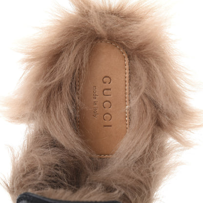 Gucci Malaga Kid Fur Crystal Bow Embroidered Womens Princetown Slippers 35.5 Black 7 of 11