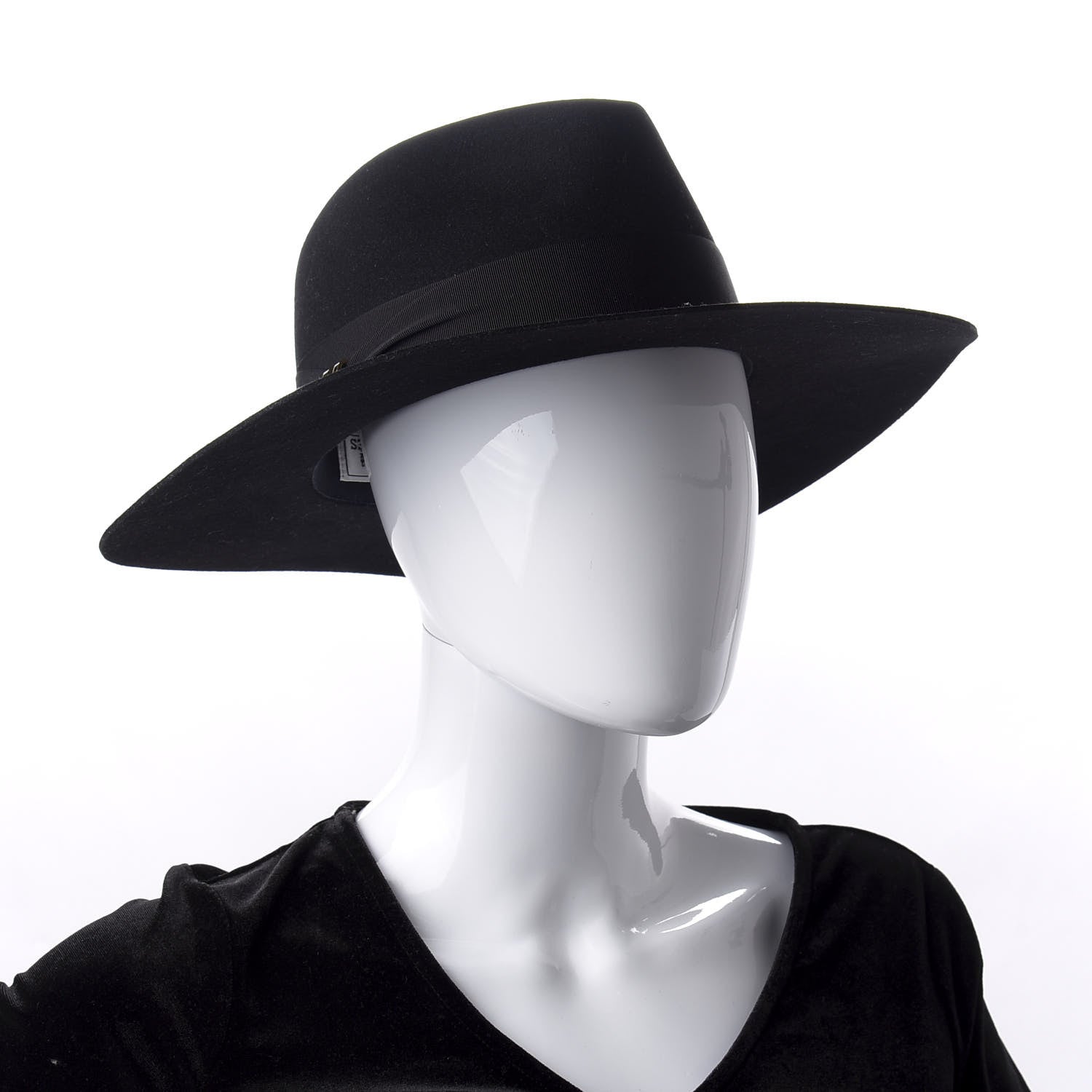 Hermes Rabbit Felt Laquered Gold Faubourg Pop H Hat 56 Black 2 of 7