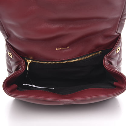 Balenciaga Nappa Calfskin Quilted Touch B Puffy Clutch Dark Red 5 of 9