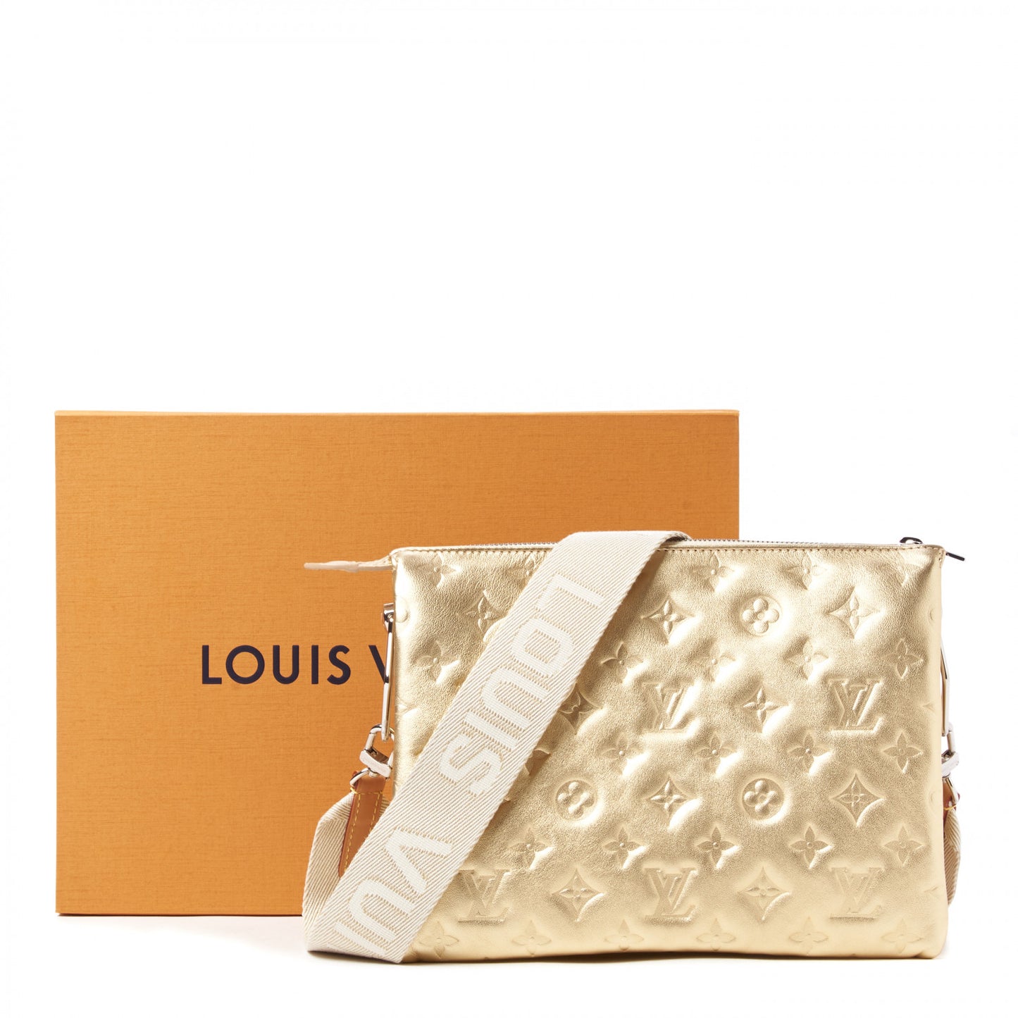 Lambskin Embossed Monogram Coussin PM Gold