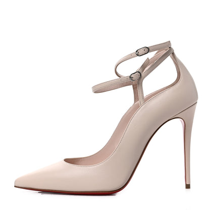 Christian Louboutin Nappa Conclusive 100 Ankle Strap Pumps 36.5 Leche 1 of 8