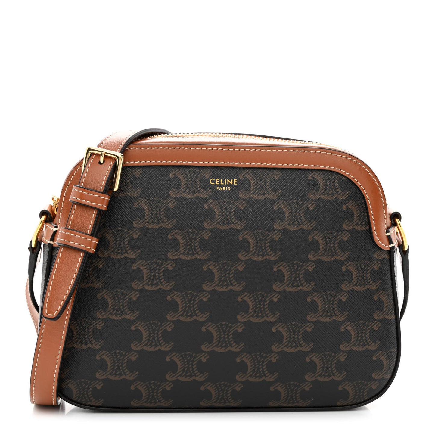 Triomphe Canvas Small Camera Bag Tan