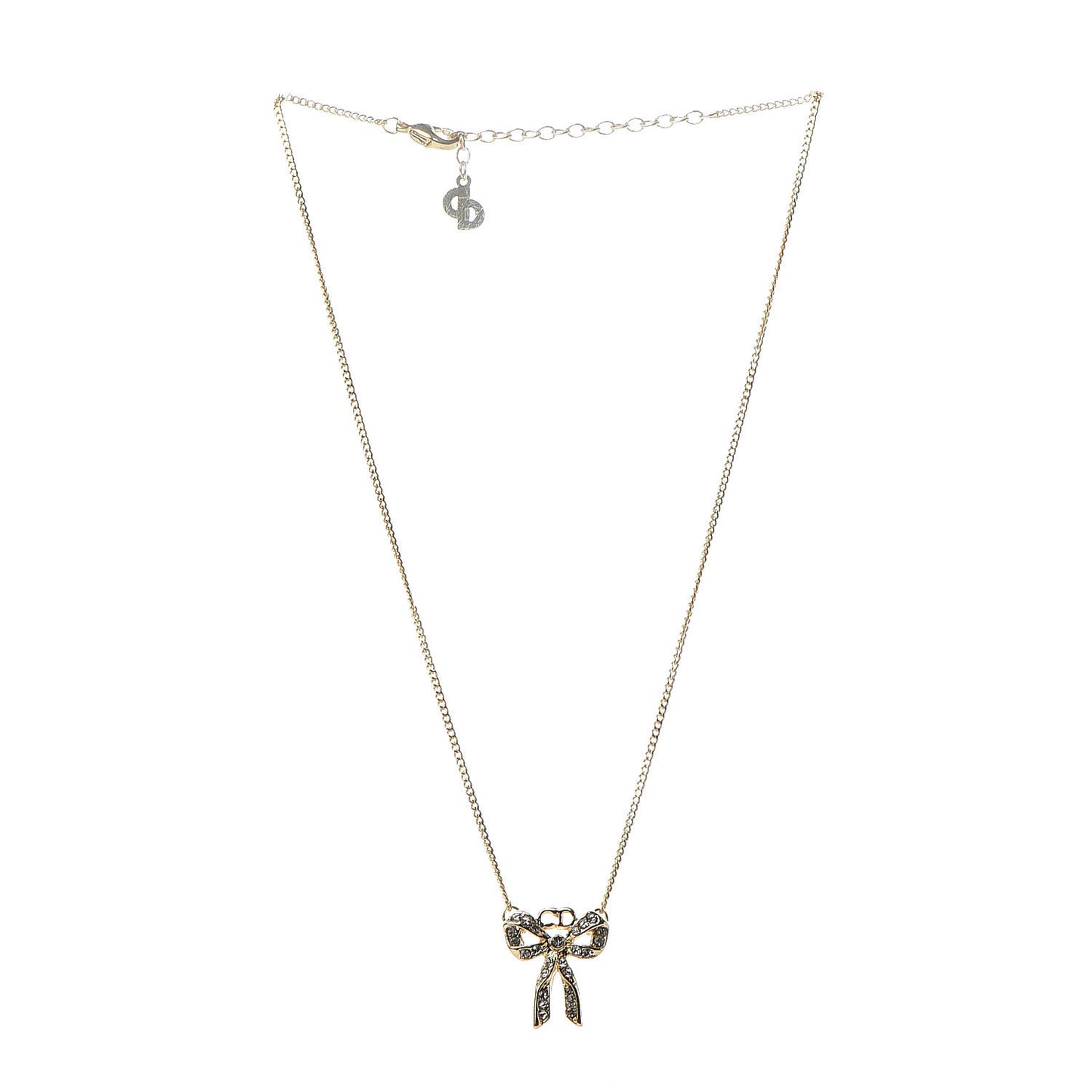 Crystal Bow Necklace Gold Gold