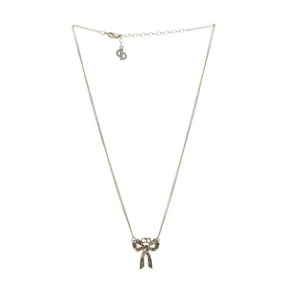 Christian Dior Crystal Bow Necklace Gold Gold 3 of 5