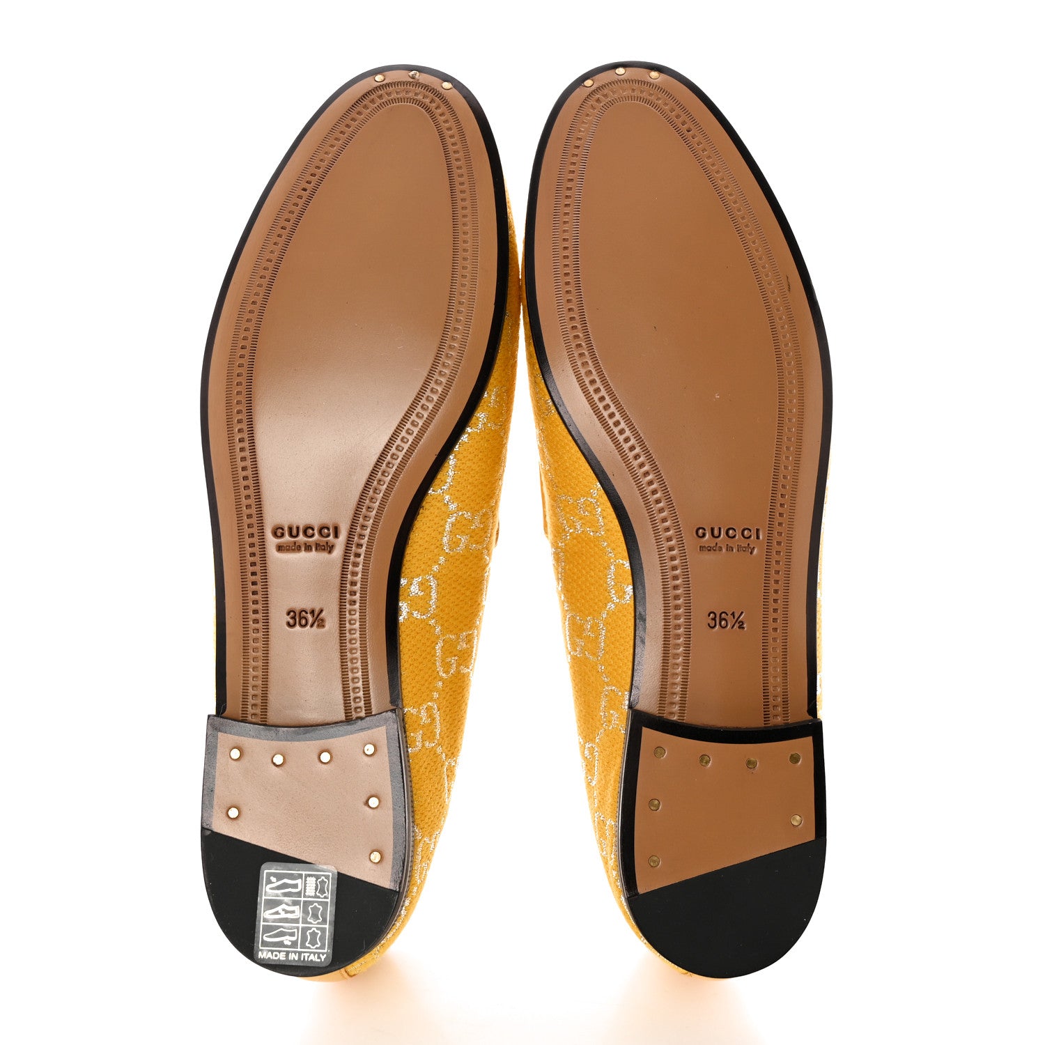 Gucci Canvas Lame GG Monogram Horsebit Womens Jordaan Loafers 36.5 Lemon Silver 5 of 11
