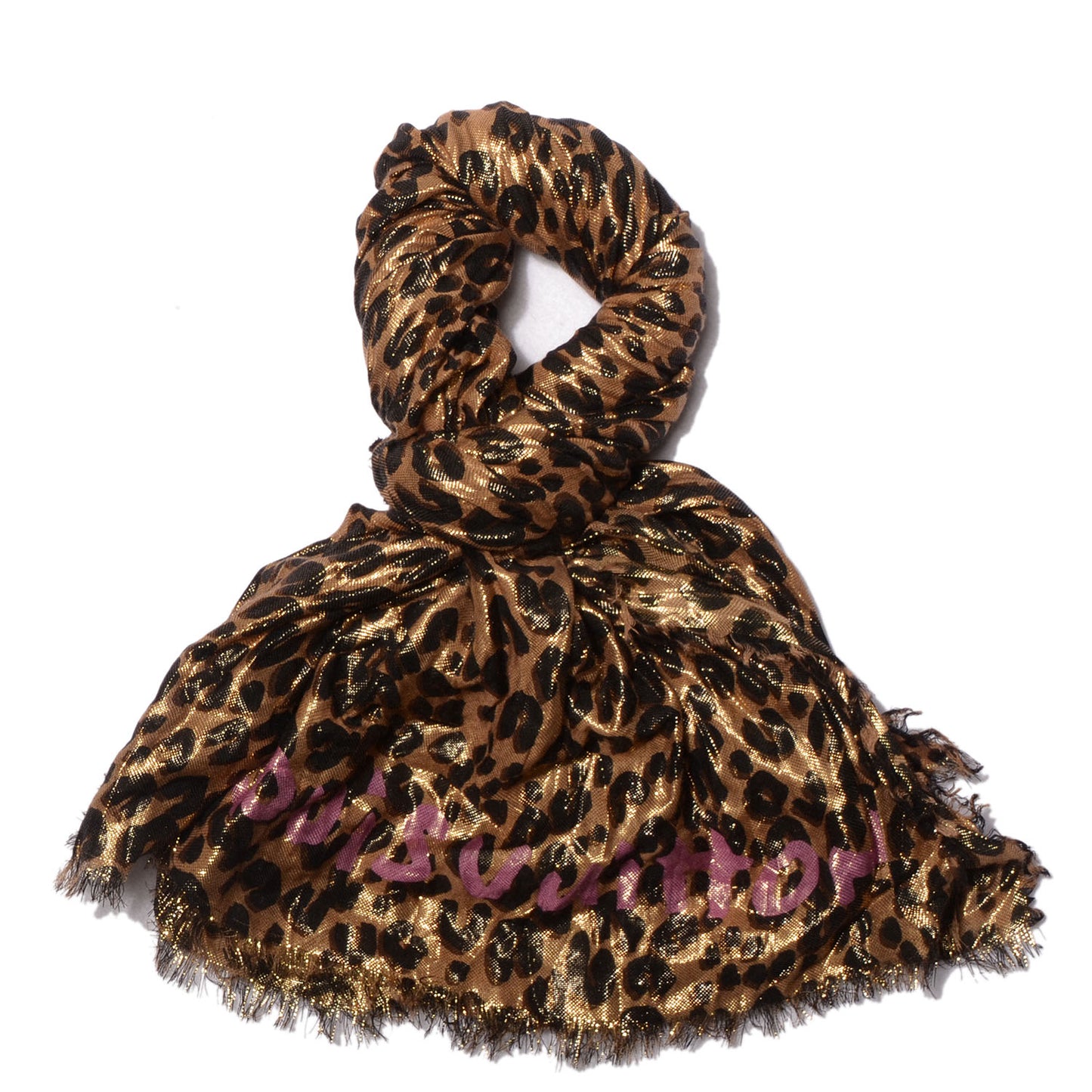 Cashmere Silk Leopard Etole Stole Marron