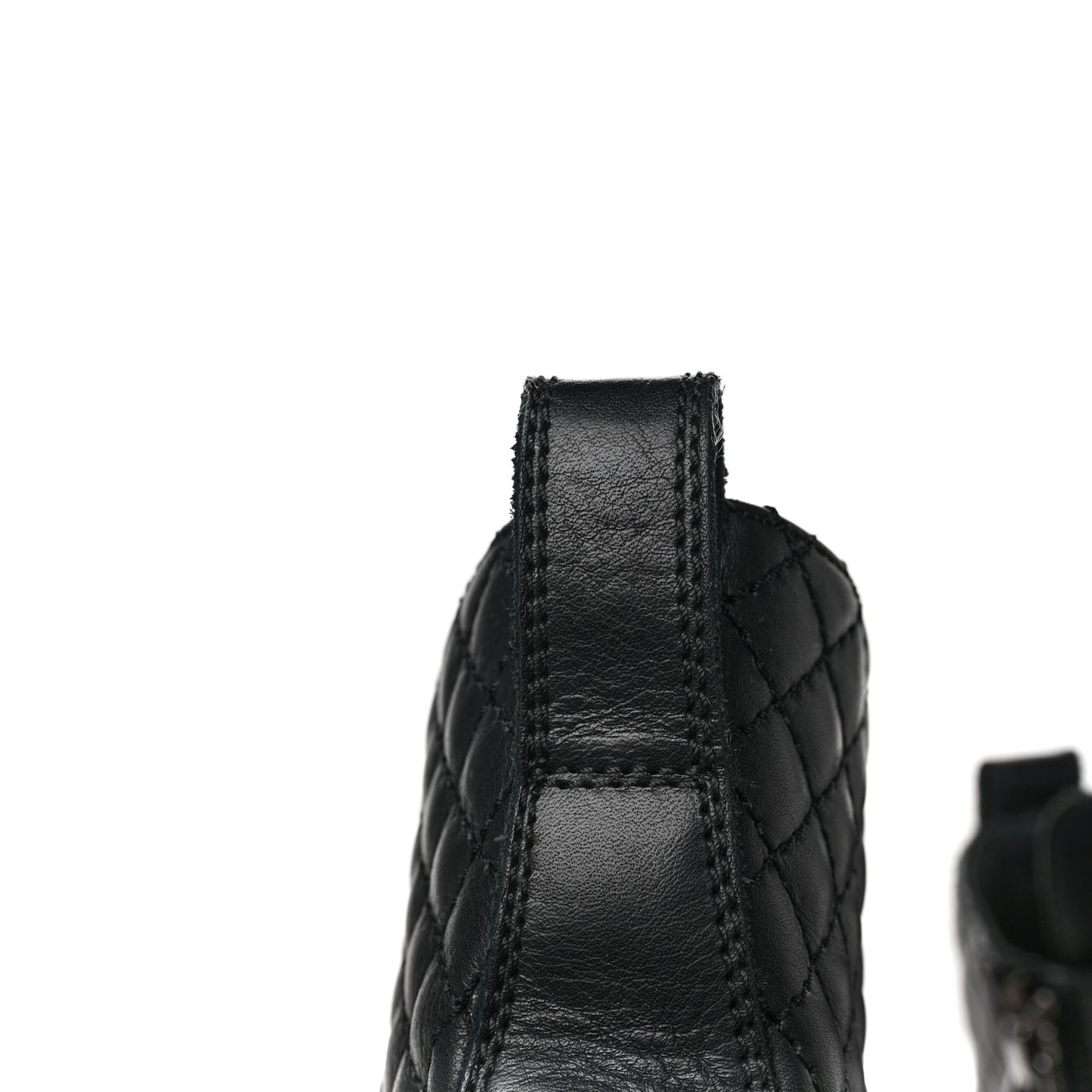 Calfskin Quilted Lace Up Combat Boots 37 Black