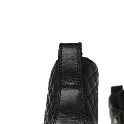 Chanel Calfskin Quilted Lace Up Combat Boots 37 Black 13 of 13