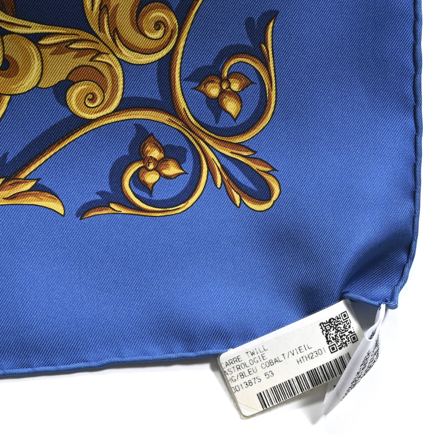 Silk Astrologie Scarf 90 Bleu Cobalt Vieil