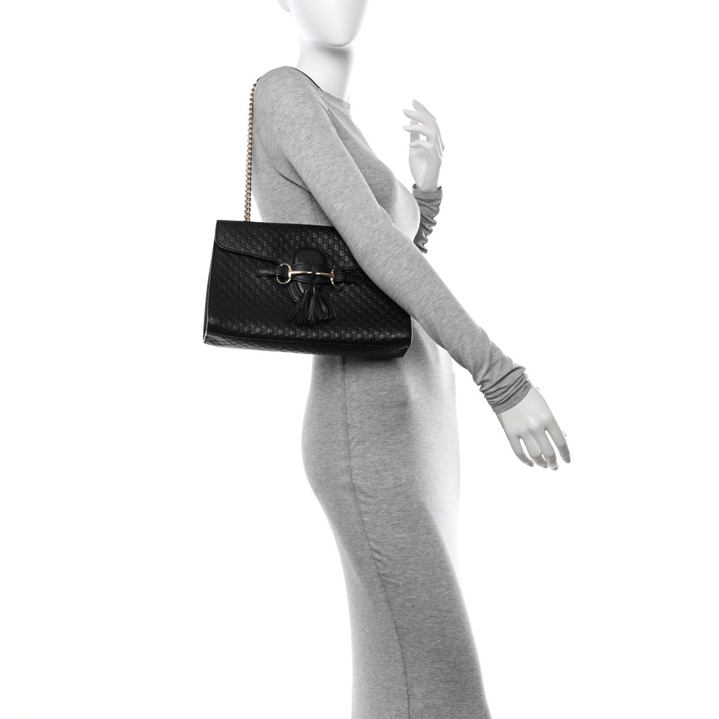 Microguccissima Medium Emily Chain Shoulder Bag Black