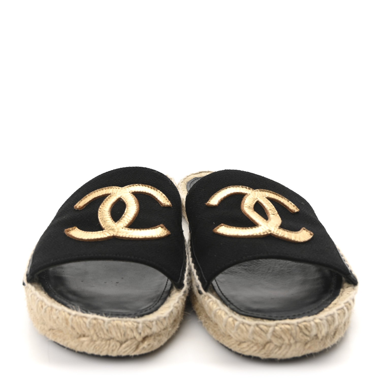 Chanel Wool Laminated Lambskin CC Slide Sandals 41 Black Gold 3 of 8