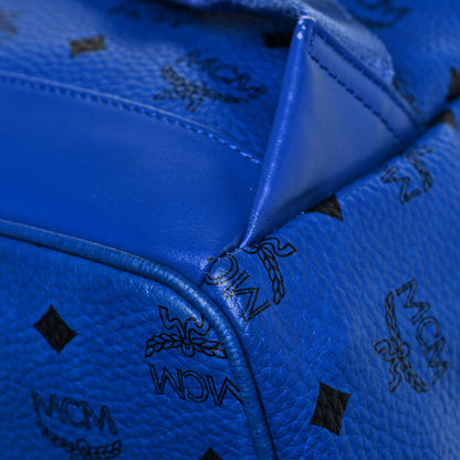MCM Visetos Studded Medium Stark M Logo Collection Backpack Blue 10 of 12
