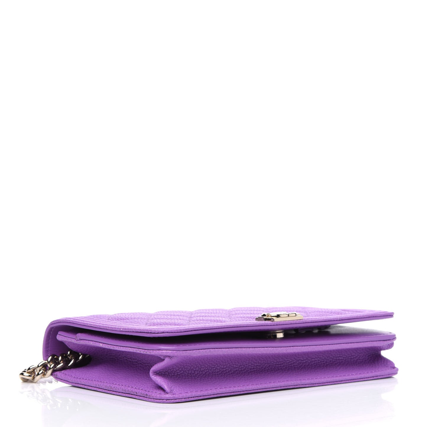 Caviar Quilted Boy Wallet On Chain WOC Purple