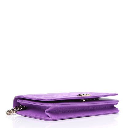 Chanel Caviar Quilted Boy Wallet On Chain WOC Purple 3 of 5