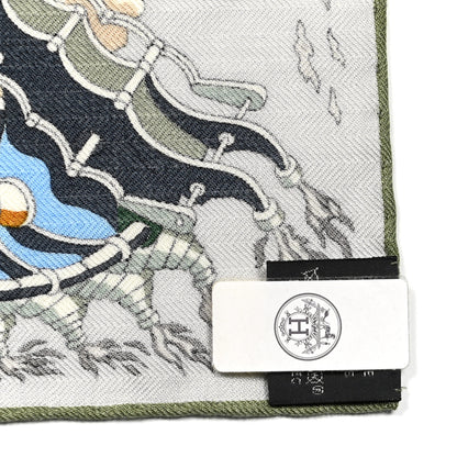 Hermes Cashmere Silk Les As Du Volant 100 Gris Anthracite Amande 4 of 4