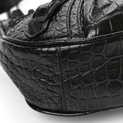 Balenciaga Extra Supple Calfskin Crocodile Embossed Monochrome Le Cagole Shoulder Bag XS Black 9 of 10