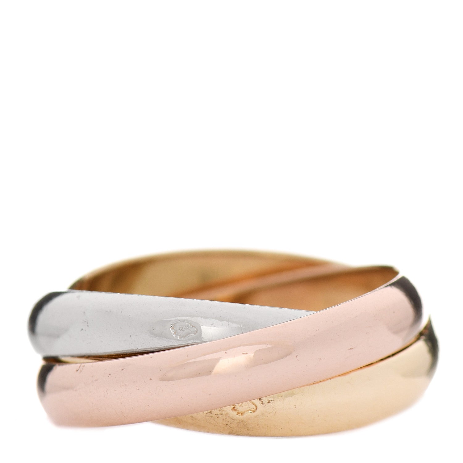 Cartier 18K Pink Yellow White Gold Classic Les Must De Cartier Trinity Ring 53 6.25 2 of 5