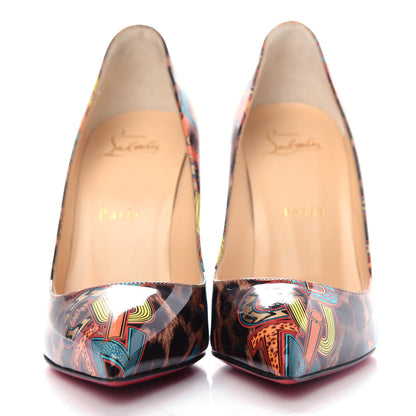 Christian Louboutin Patent Leopard Logo Print Pigalle Follies 100 Pumps 36.5 Multi 2 of 10