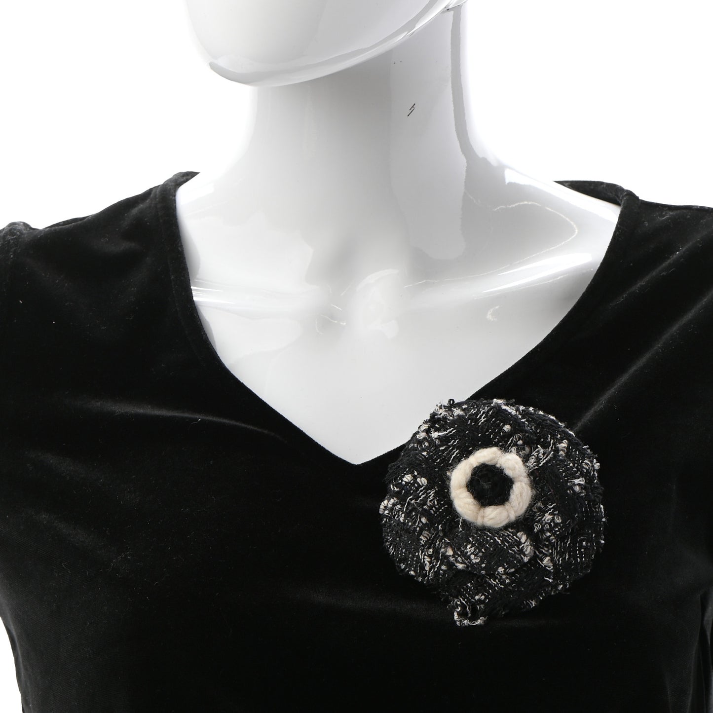 Tweed Pin Brooch Black White