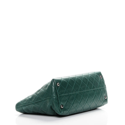 Chanel Calfskin Quilted Small Shopping In Chains Tote Green 4 of 7