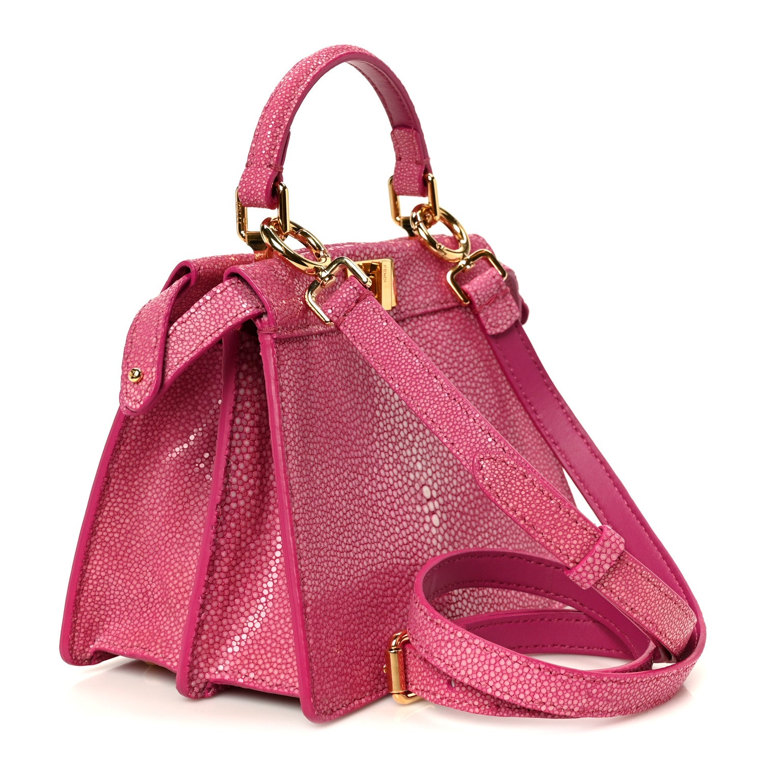 Fendi Stingray Shiny Nappa Petite Peekaboo I SEE U Satchel Ciclamino Pilar 3 of 10