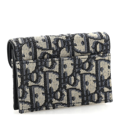 Christian Dior Oblique Saddle Card Holder Blue 3 of 8