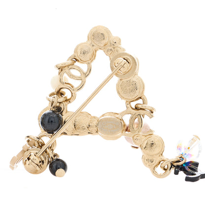 Chanel Crystal Pearl Logo Brooch Set Gold 4 of 4