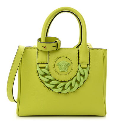 Versace Grained Calfskin Small La Medusa Chain Tote Citron 1 of 10