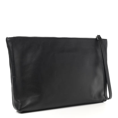 Alexander McQueen Calfskin Studded Unio Jack Skull Zipped Pouch Black 3 of 7