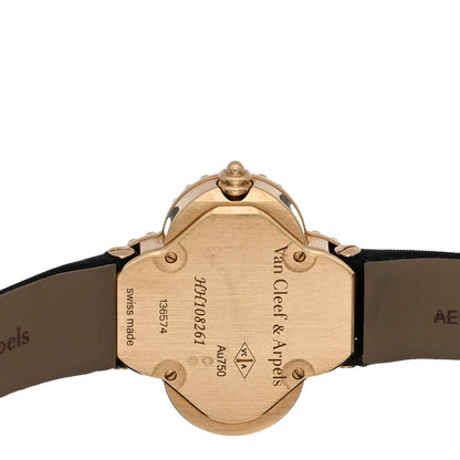Van Cleef & Arpels 18K Yellow Gold Satin Mother of Pearl 26mm Alhambra Quartz Watch 4 of 5