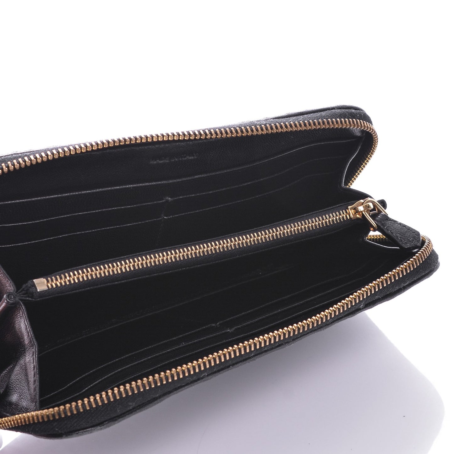 Nappa Gaufre Zip Around Wallet Nero Black