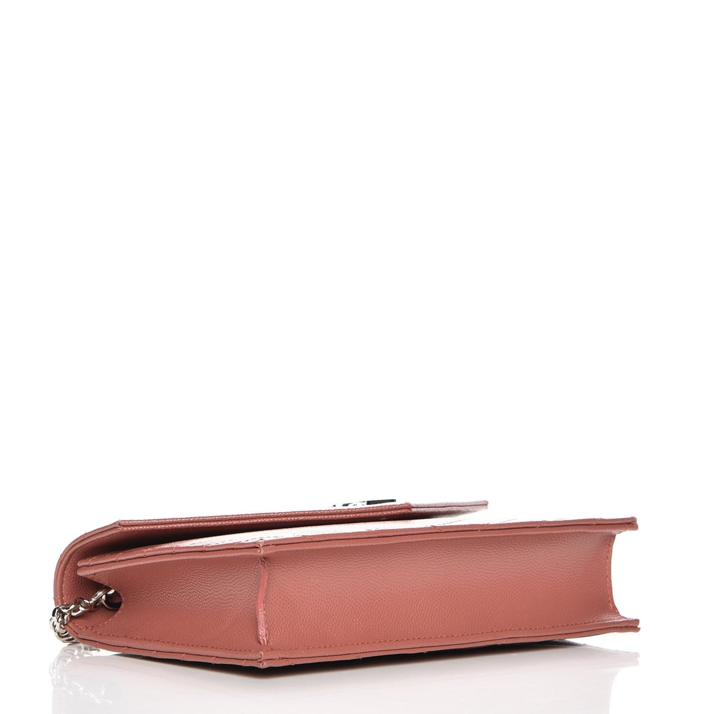 Grain De Poudre Matelasse Chevron Monogram Envelope Chain Wallet Blush Fonce