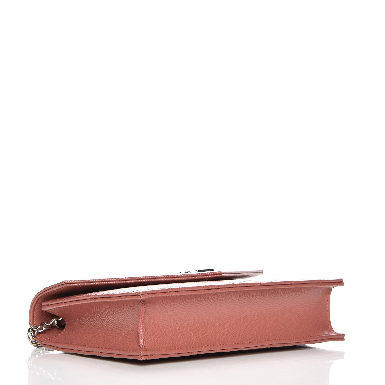 Saint Laurent Grain De Poudre Matelasse Chevron Monogram Envelope Chain Wallet Blush Fonce 4 of 12