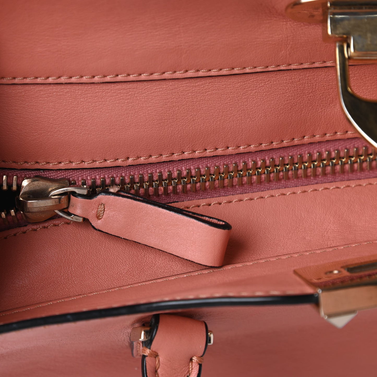 Vitello Rockstud Double Handle Tote Coral