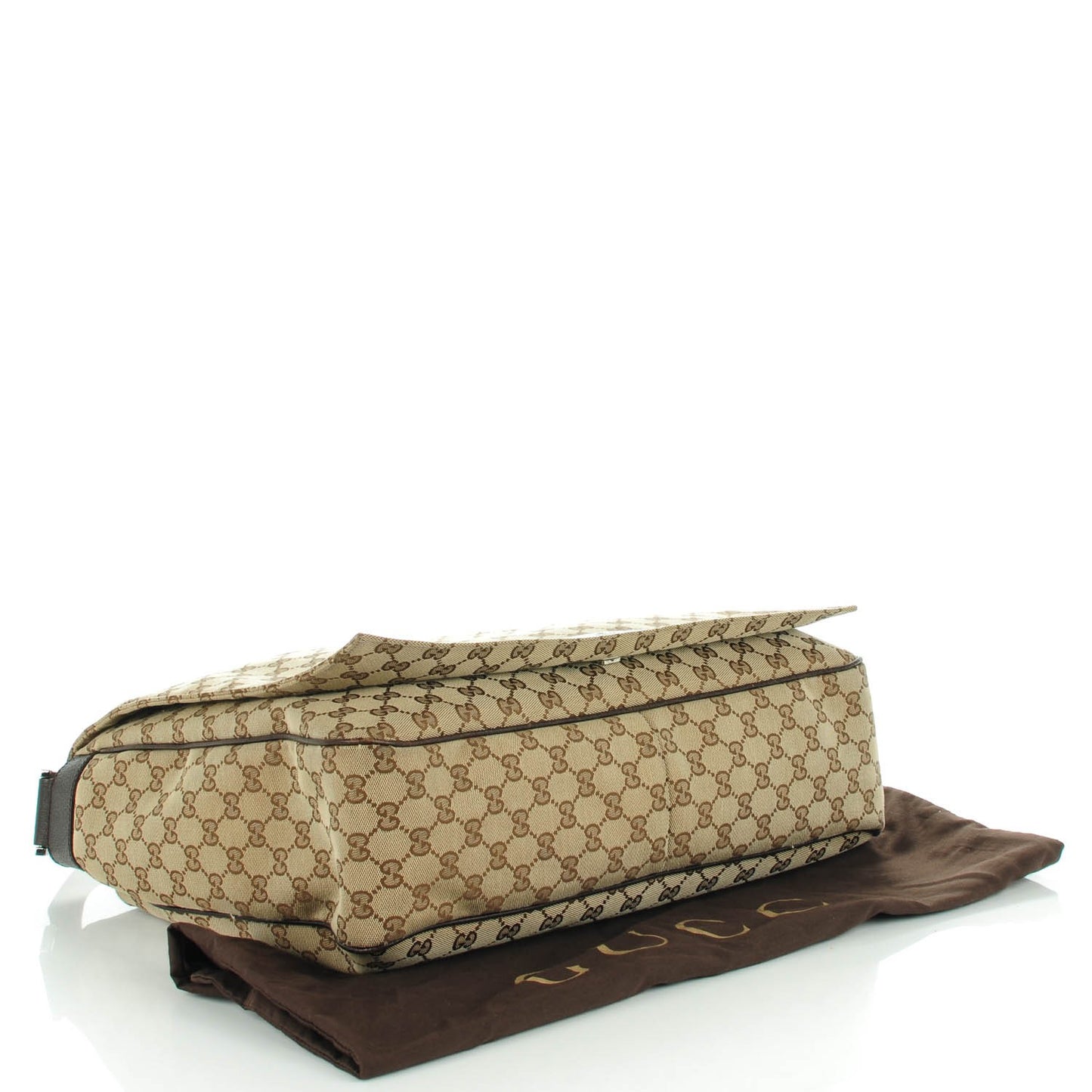 Monogram Large Flap Messenger Bag Beige Dark Brown
