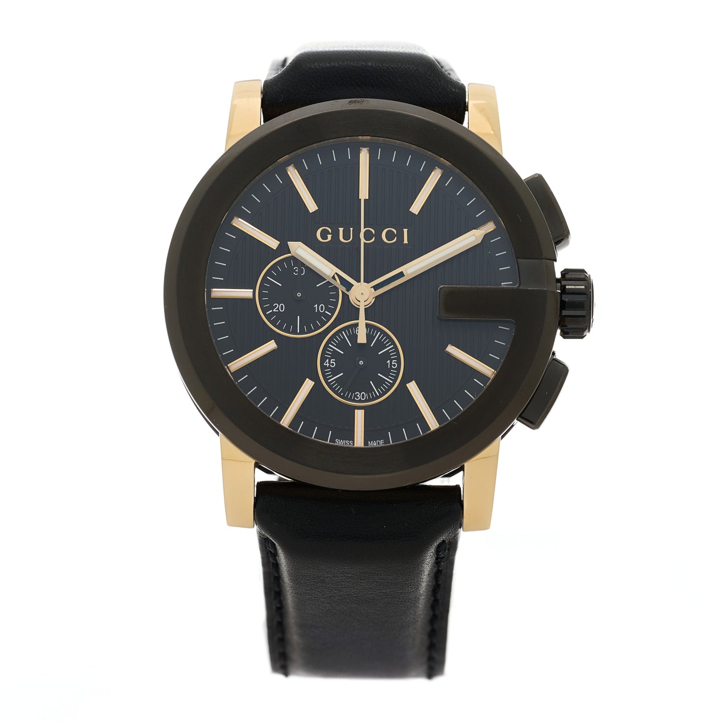 PVD Stainless Steel Calfskin 44mm G-Chrono Quartz Watch Black