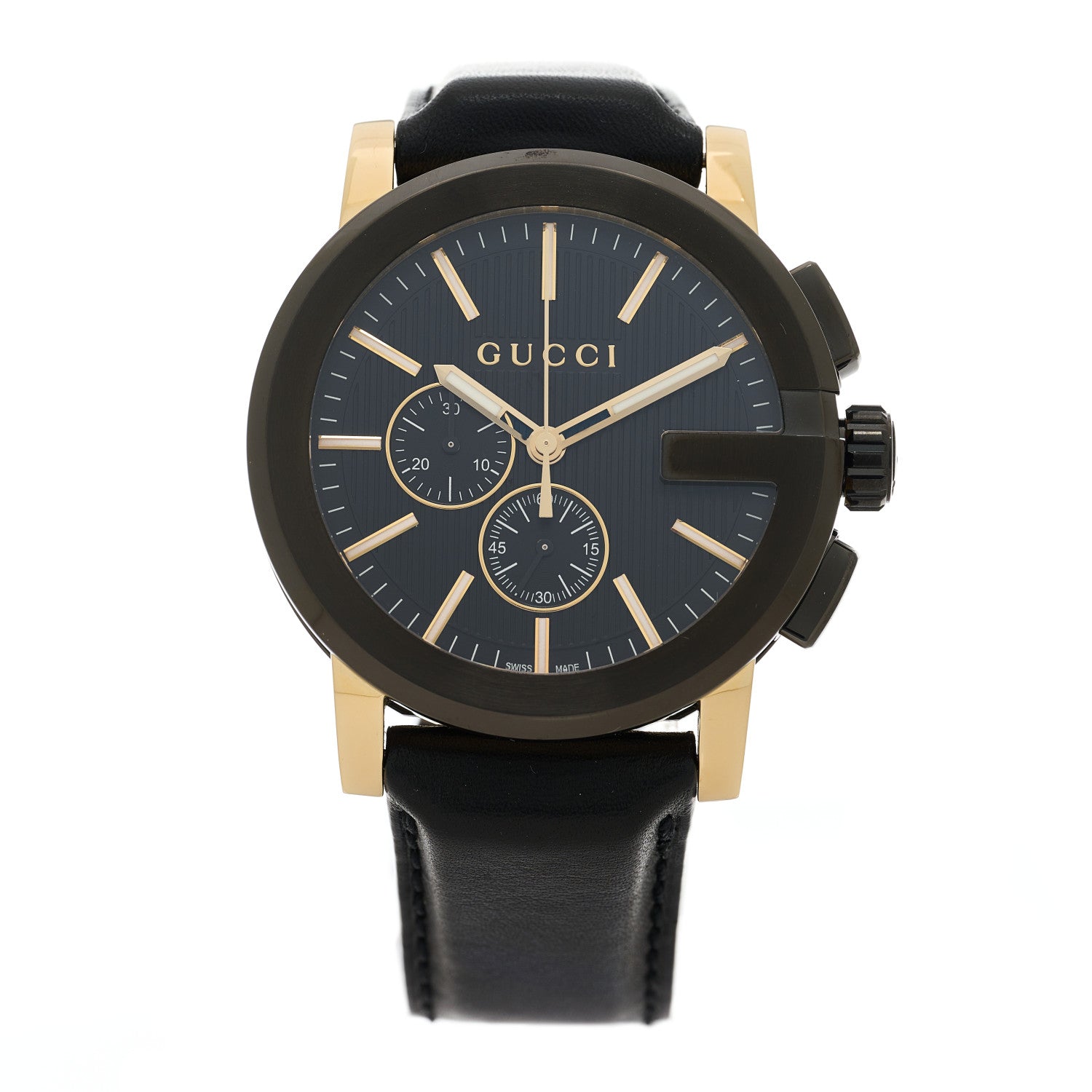 Gucci PVD Stainless Steel Calfskin 44mm G-Chrono Quartz Watch Black 1 of 5