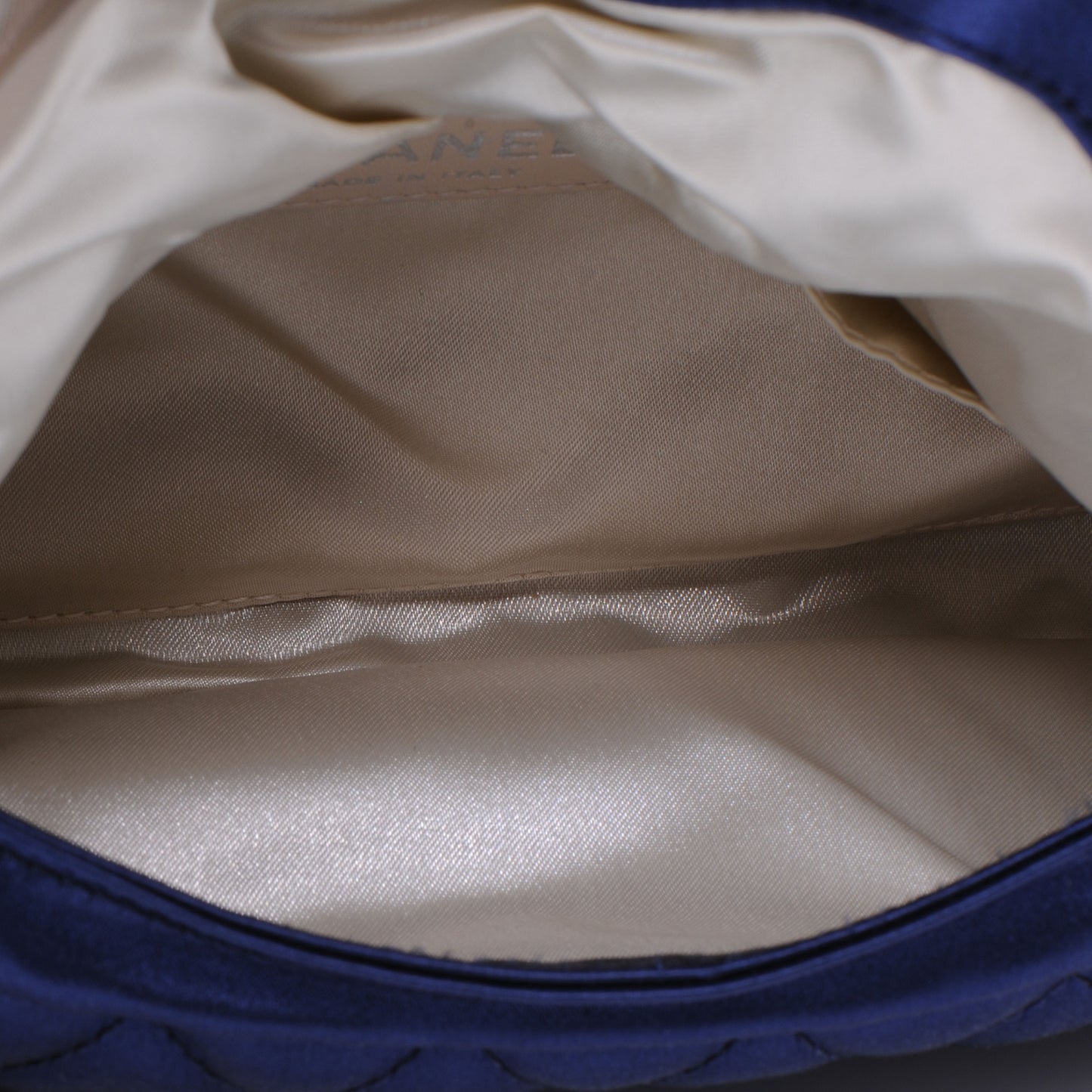 Satin Flap Clutch Blue