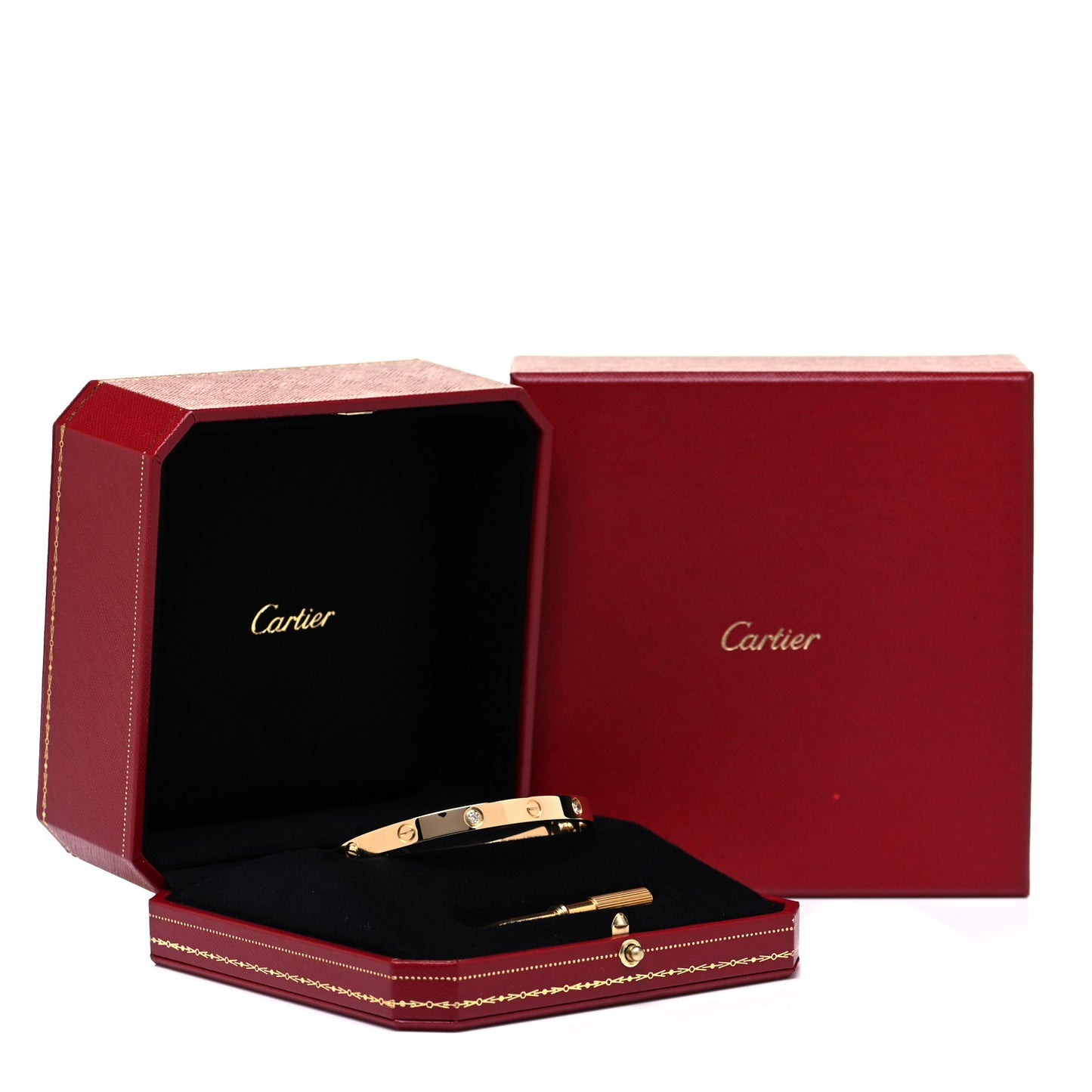 18K Yellow Gold 4 Diamond LOVE Bracelet 19