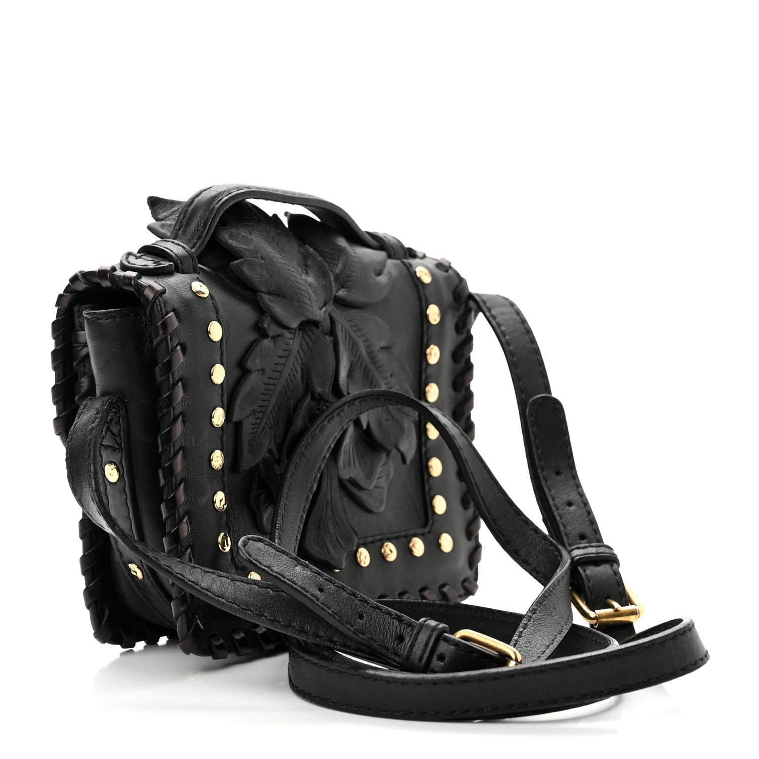 Alexander McQueen Calfskin Studded Mini Wicca Shoulder Bag Black 3 of 11
