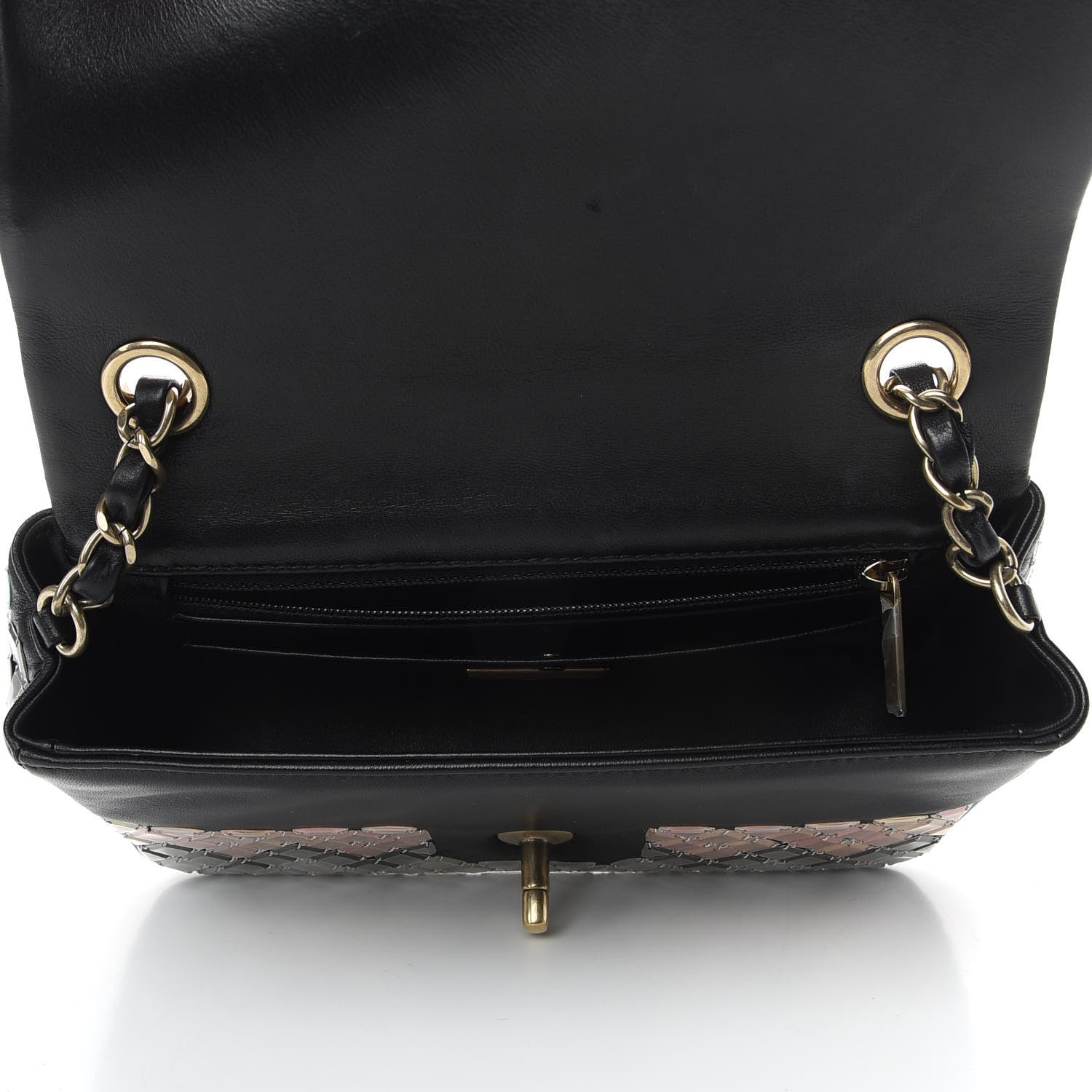 Chanel Lambskin Mosaic Small Flap Black Gold Light Blue 7 of 9
