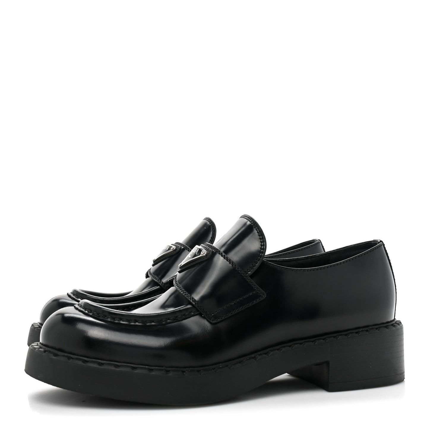 Spazzolato Metal Triangle Logo 50mm Loafers 38 Black