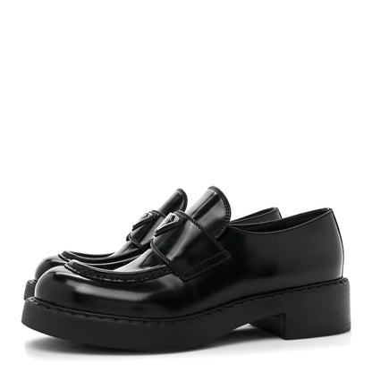 Prada Spazzolato Metal Triangle Logo 50mm Loafers 38 Black 3 of 9