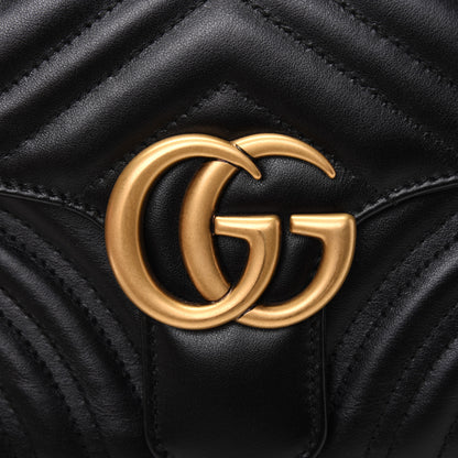 Gucci Calfskin Matelasse Sylvie Web Small GG Marmont Top Handle Shoulder Bag Black 11 of 15