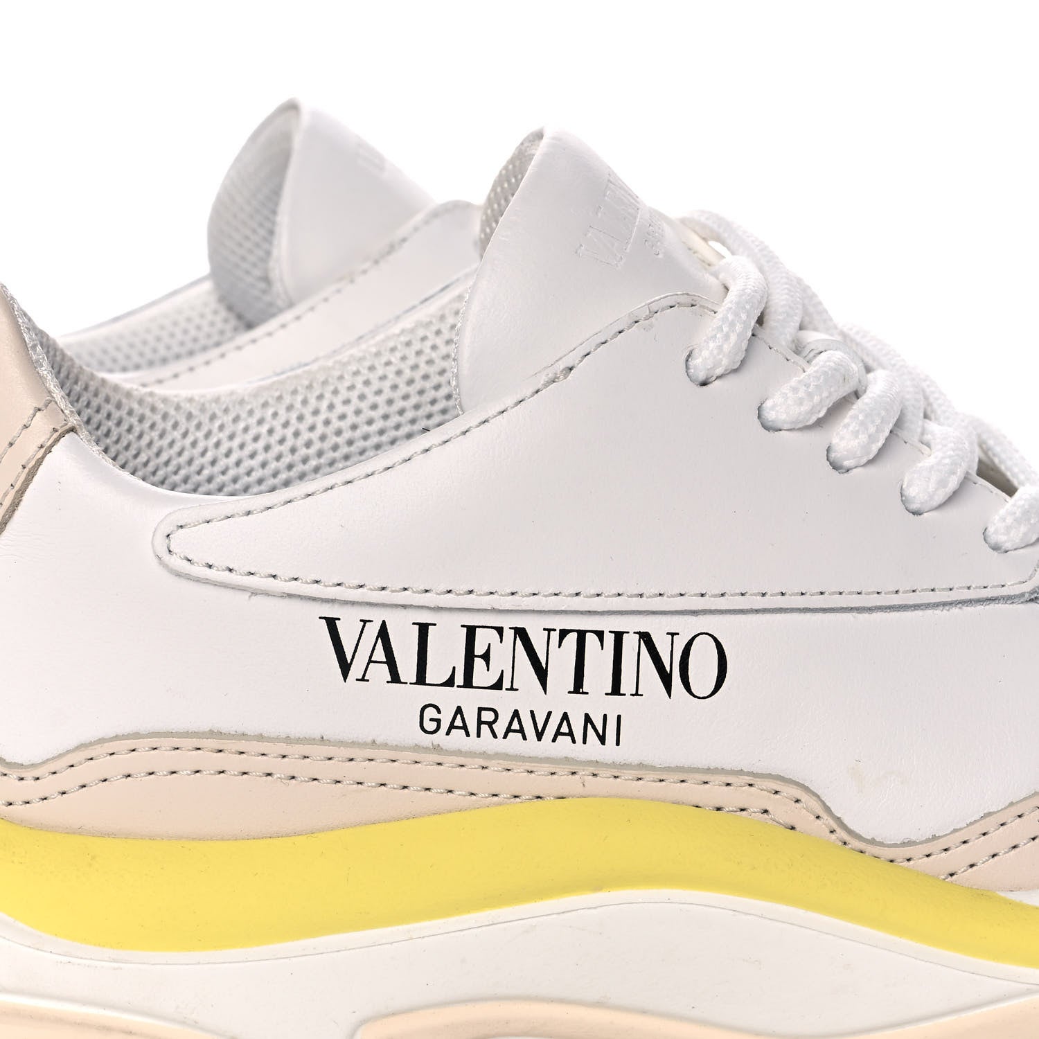 Valentino Garavani Calfskin Womens Gumboy Sneakers 36 White Lime Yellow 8 of 9